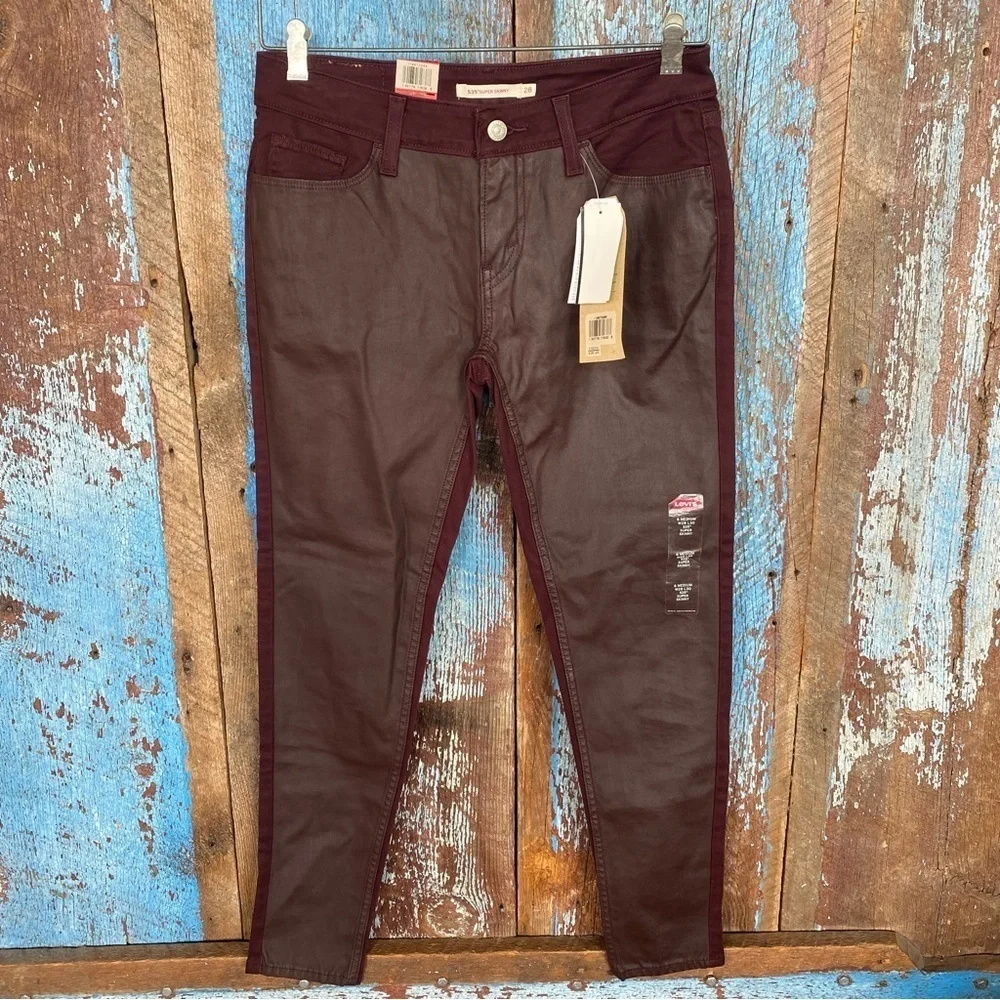 Levi’s 535 Super Skinny Burgundy Biker Pants Size 28
